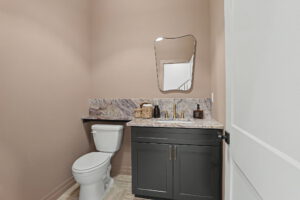 Half bathroom with built-in vanity