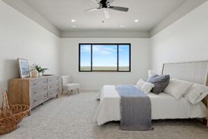 Master bedroom with panoramic window
