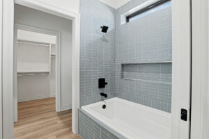Full bath and shower in the guest bathroom