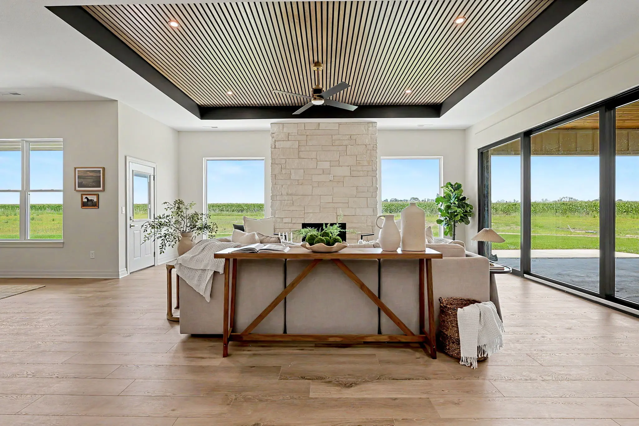 Living room with fireplace at 24465 Stonebottom Court