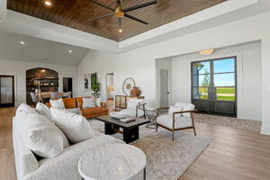 Living area overlooking the primary dining area