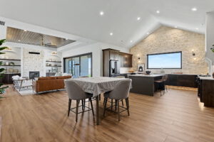 View of open concept of living area, dining area, and kitchen