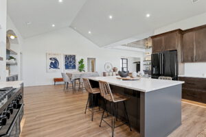 Oversized island overlooking the primary dining area