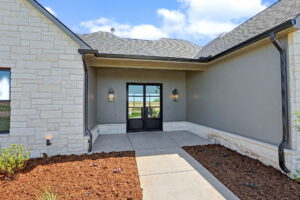 Exterior view of eight foot steel door