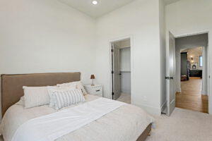 Guest bedroom with closet off of the kitchen