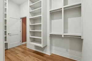 Master closet with built-in shelving