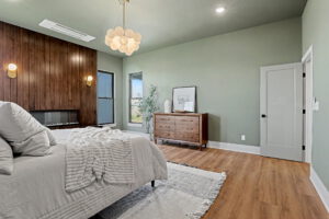 Master bedroom with custom lighting