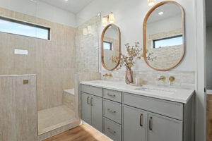 Master bathroom with dual vanity