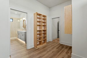 Master closet with built-in shelving