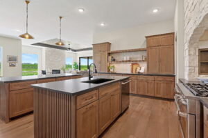 Kitchen overlooking living area
